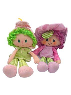 Vintage 1980s Strawberry Shortcake Rag Dolls Lime Chiffon & Raspberry Tart